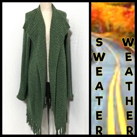 SOLD! Macy’s Fever Long Cardigan with Fringe - Picture 4 of 14